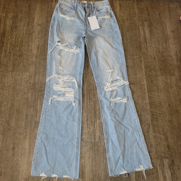 flying monkey jeans Womens Size 25 NWT Distressed High Rise   Black Label - Picture 1 of 14